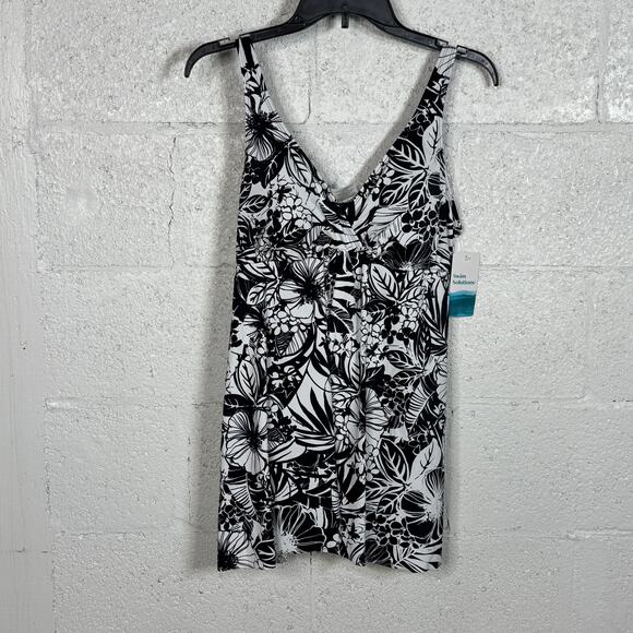 Swim Solutions Women's Floral-Print Flyaway Swim Dress Oasis Floral 16 $102 - Picture 4 of 13